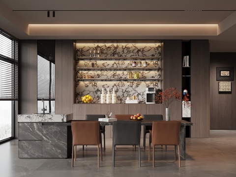  意式餐厅3d模型 