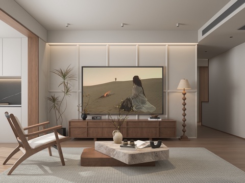  中古风客餐厅家具3d模型 