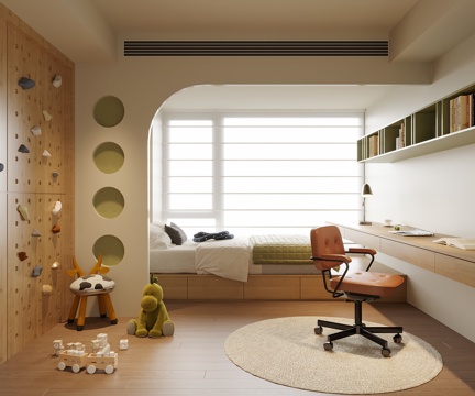 现代儿童房 榻榻米卧室su模型