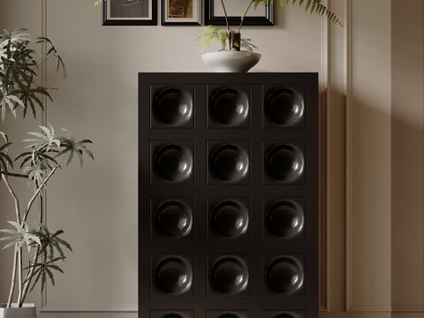 法式复古风边柜 斗柜su模型