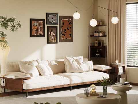 中古风多人沙发su模型