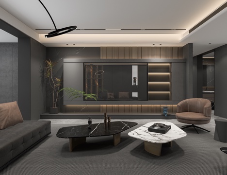  现代客餐厅家具3d模型 