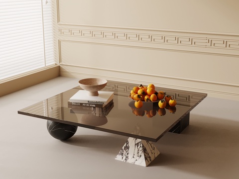  法式复古风茶几 玻璃茶几3d模型 