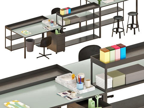  海伊办公家具套装33d模型 