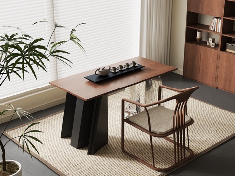 中古风小茶台su模型