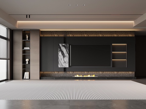 意式电视背景墙su模型