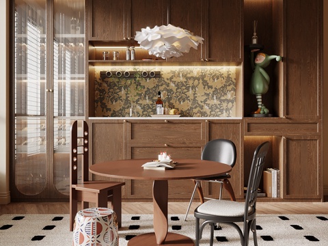 中古风餐厅su模型