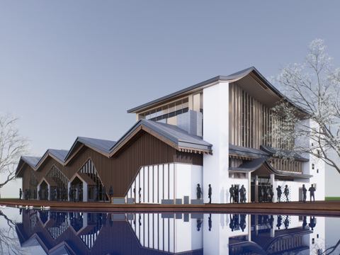 新中式酒店办公su模型