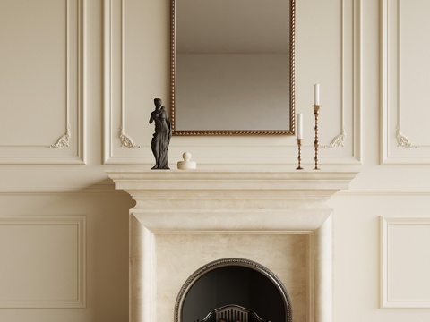 法式奶油风壁炉su模型