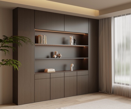 现代意式书柜su模型