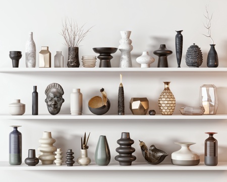 现代饰品摆件组合 罐子 摆件 饰品 花瓶3d模型