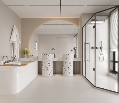  现代卫生间 洗手台 别墅卫生间3d模型 