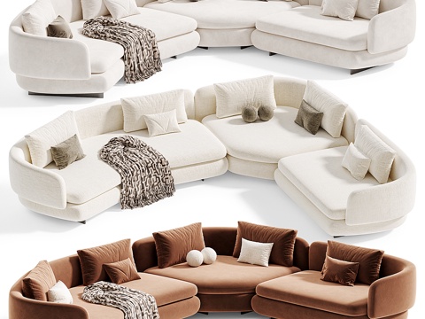  现代奶油风 Minotti Vivienne 模块沙发3d模型 