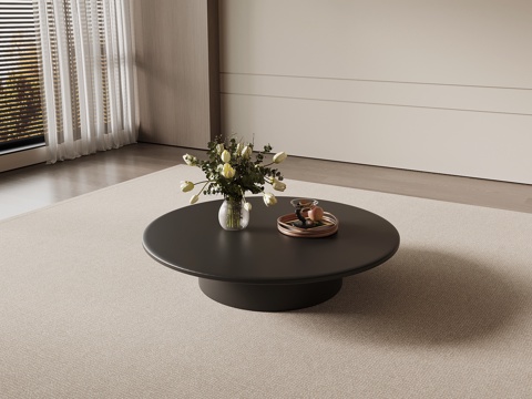 法式复古风茶几 圆形茶几 实木茶几su模型