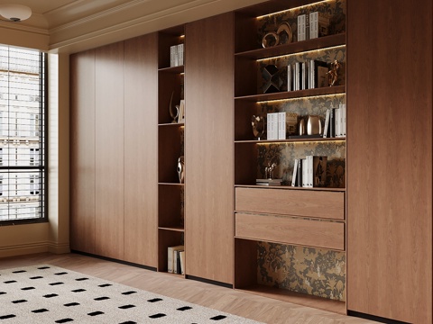 中古风书柜su模型