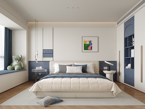  现代男孩房 儿童房3d模型 