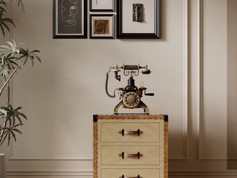 法式复古风边柜 斗柜su模型