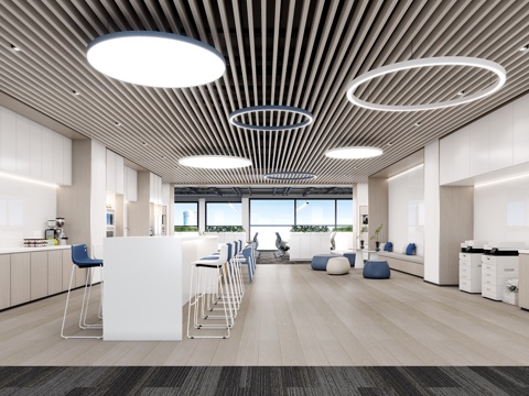  现代办公水吧区3d模型 