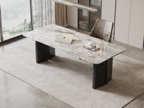 现代简约书桌椅 办公桌椅su模型