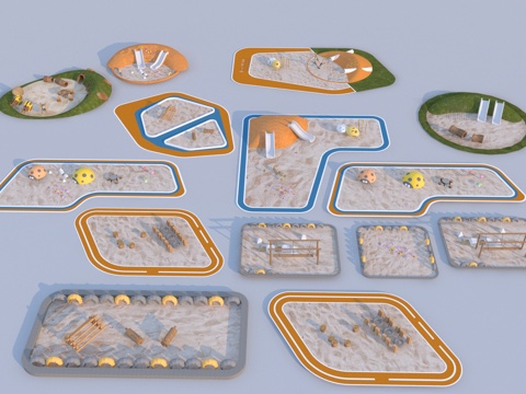  现代儿童游乐景观3d模型 