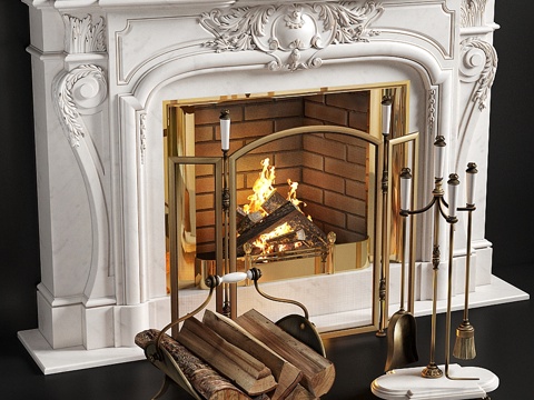  路易十四式壁炉3d模型 