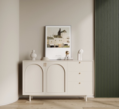 现代奶油风玄关柜 边柜 端景柜su模型