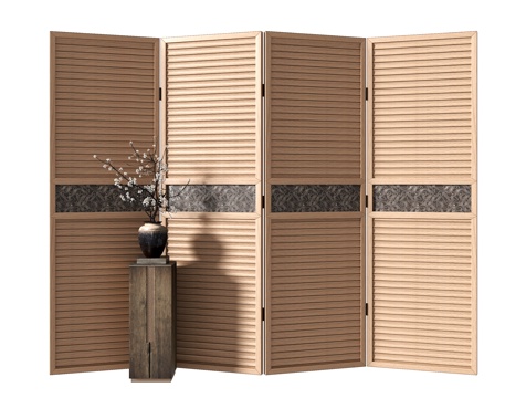 中古风折叠门 屏风隔断su模型