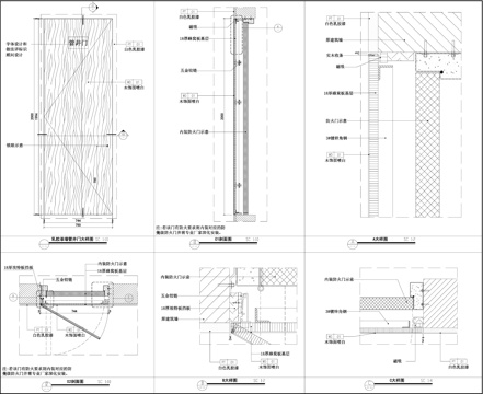 乳胶漆墙管井门大样图 木饰面管井门 管井门节点cad施工图