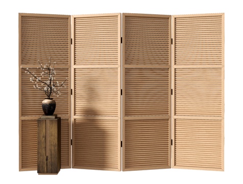 中古风折叠门 屏风隔断su模型