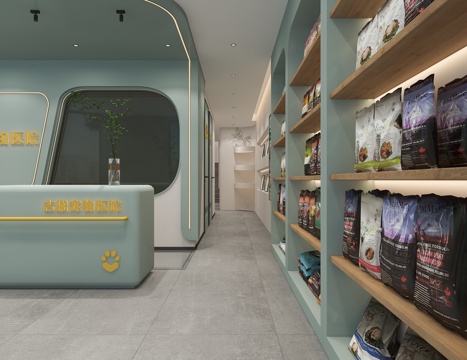  宠物医院货架吧台3d模型 