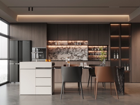 意式餐厅su模型