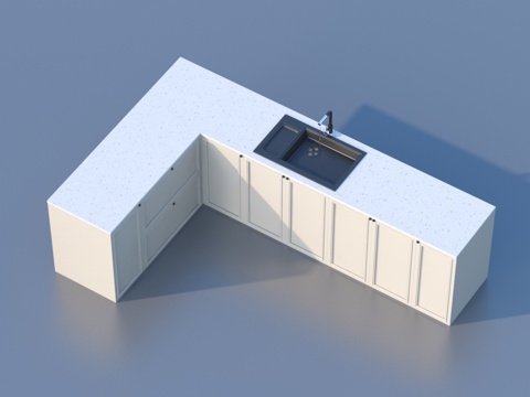  橱柜组合 橱柜 厨具 厨房 洗手盆3d模型 
