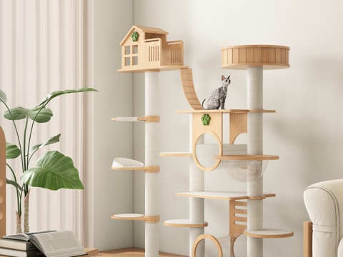  现代奶油风猫爬架 宠物架3d模型 
