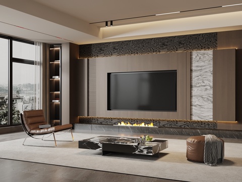 意式客厅su模型