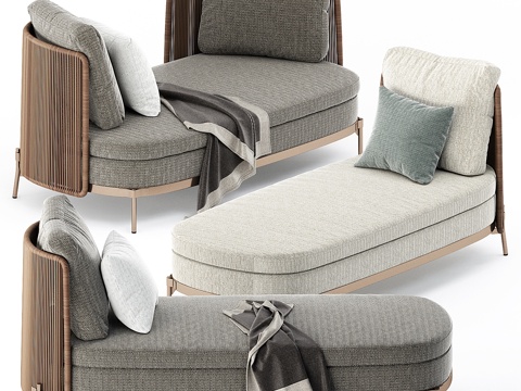  Minotti TAPE CORD开放式沙发与躺椅3d模型 