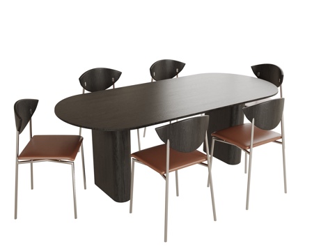 现代餐桌椅 餐椅 餐桌su模型