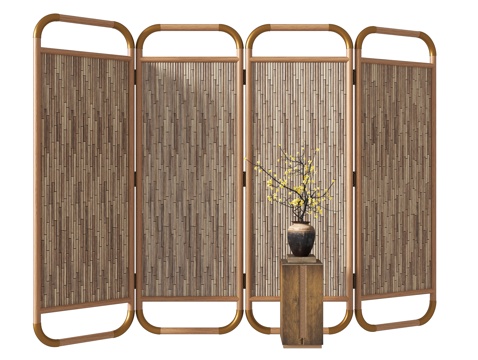 侘寂屏风隔断su模型