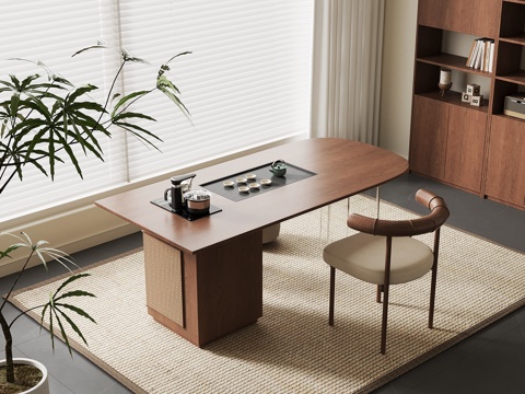 中古风小茶台su模型