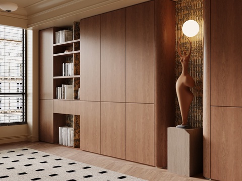 中古风书柜su模型