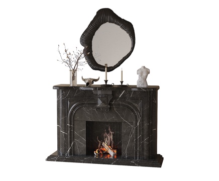  现代壁炉3d模型 