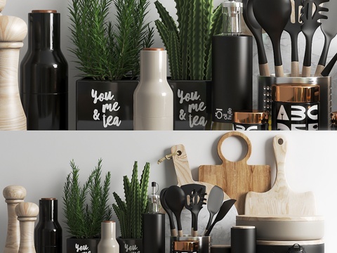  套装744 -厨房黑53d模型 