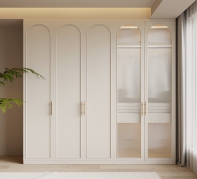 法式奶油风衣柜su模型