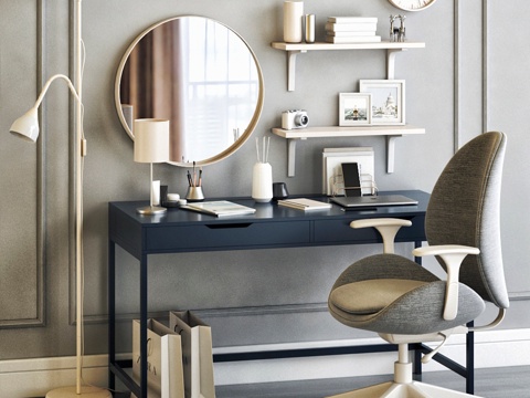  宜家女士梳妆台与工作区3d模型 