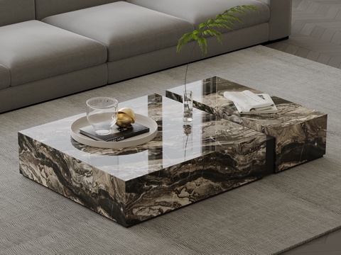  现代茶几 大理石茶几3d模型 