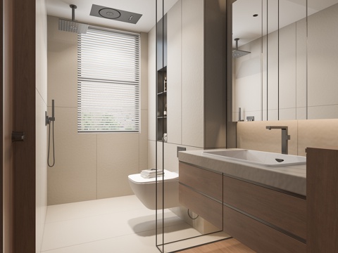  中古风卫生间3d模型 