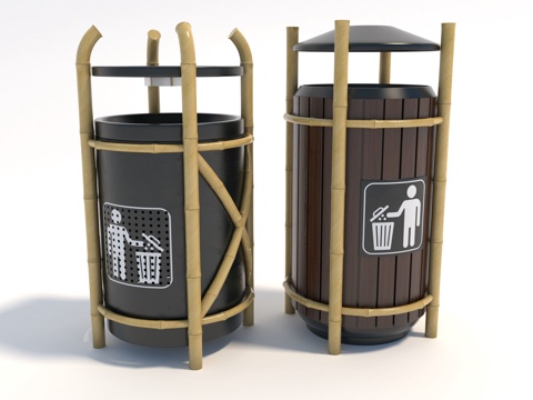  现代风格垃圾桶3d模型 