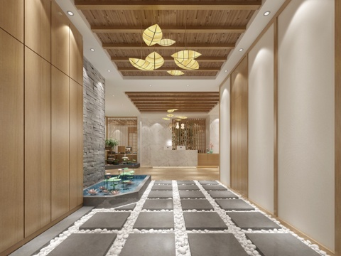 新中式桑拿会所 最新全套施工图 效果图合集cad施工图