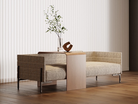 现代中古风多人沙发 休闲沙发su模型