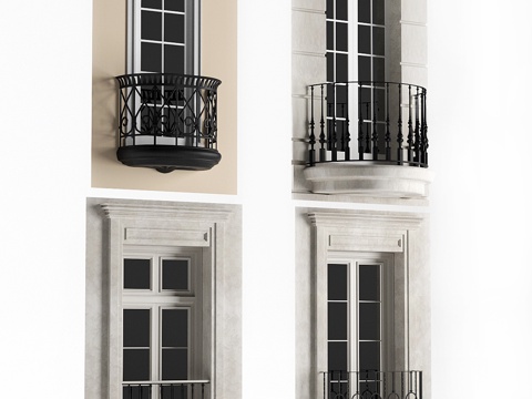  法式阳台3d模型 