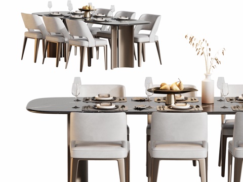 轻奢餐桌椅组合su模型